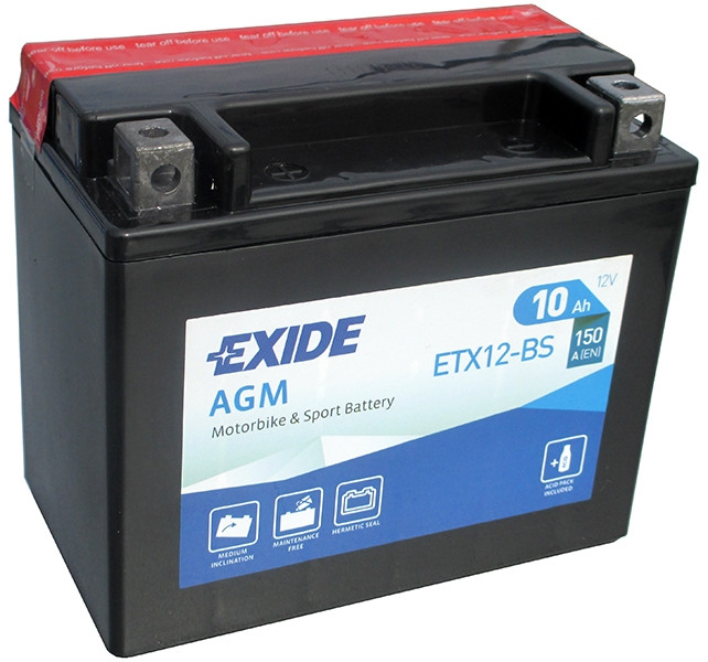 Акумулятор 12V12A EXIDE YTX12-BS = ETX12-BS 12 (12 вольт 12 ампер)