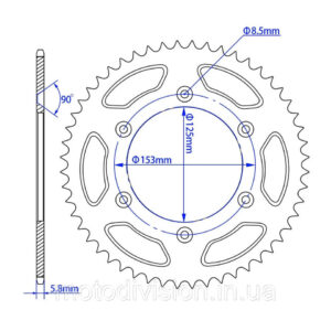 Зірка задня 520x48 зубів   d-125мм, 6 отв. x 153мм Honda CR, XR, CRF 250-450cc